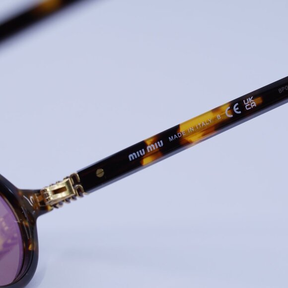 Miu Miu MU04ZSF VAU50D Sunglasses Honey Havana Oval Frame main image 14
